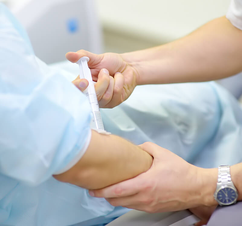 patient receiving a sedation injection